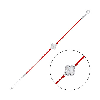 Браслет Клевер на шелковой нити с серебряными вставками (арт. 7309/4951пк)