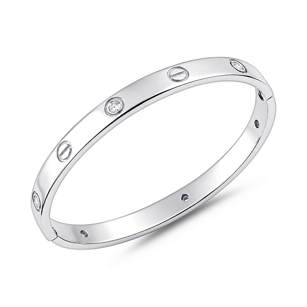 Серебряный жесткий браслет с фианитами (арт. 7509/3031/6) – изображение 1