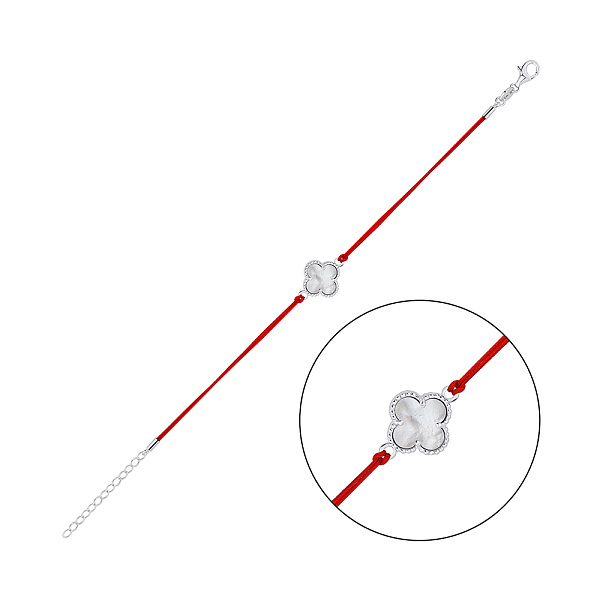 Браслет Клевер на шелковой нити с серебряными вставками (арт. 7309/4951пк) – изображение 1