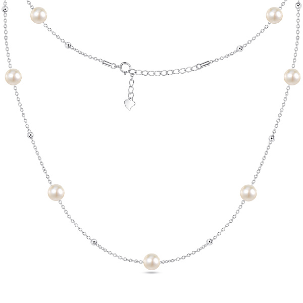 Серебряное колье с жемчужинами (арт. 7507/2688жб) – изображение 1