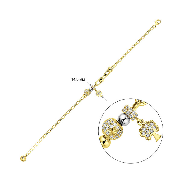 Браслет из желтого золота с подвеской (арт. 326094жбП1) – изображение 3