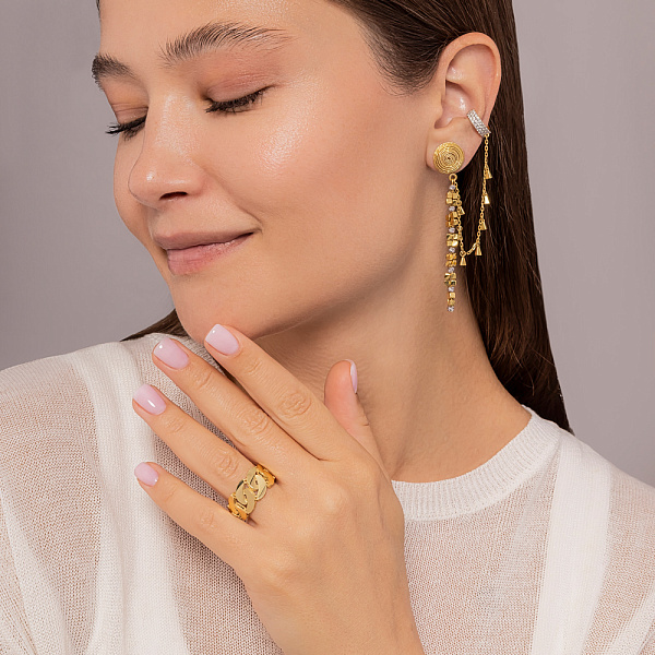 Золоті сережки Francelli з кафою і діамантами  (арт. Т1101162070ж) – зображення 4