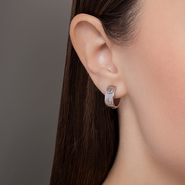 Сережки-кольца из белого золота (арт. 106804/15б) – изображение 2