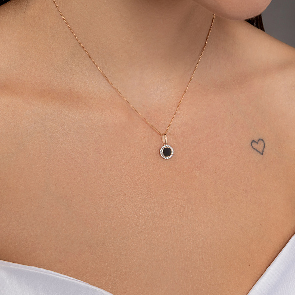 Золотий підвіс Лýна з емаллю і фіанітами (арт. 441219еч) – зображення 2