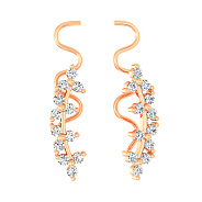 Сережки-клаймберы из красного золота с фианитами (арт. 110669)