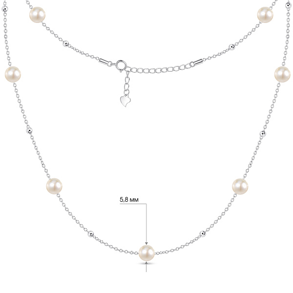 Серебряное колье с жемчужинами (арт. 7507/2688жб) – изображение 3