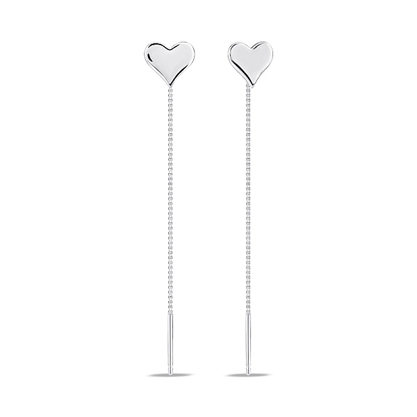 Серебряные сережки-протяжки Сердце без камней (арт. 7502/9715) – изображение 1