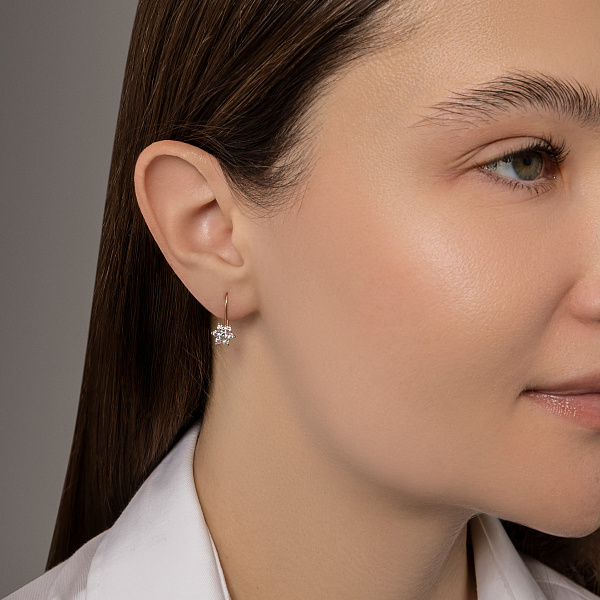 Дитячі золоті сережки «Квіточки» з фіанітами (арт. 110142) – зображення 3