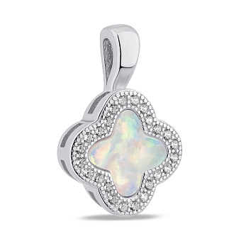 Серебряная подвеска с опалом и фианитами (арт. 7503/4463/10Поб)