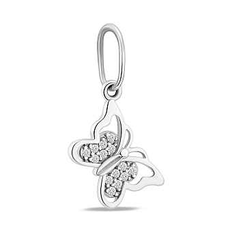 Подвеска из белого золота Бабочка с фианитами (арт. 440461б)