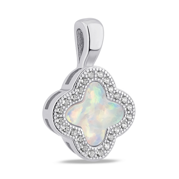 Серебряная подвеска с опалом и фианитами (арт. 7503/4463/10Поб) – изображение 1