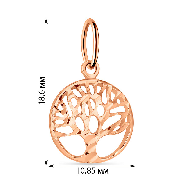 Підвіс "Дерево життя" з золота з алмазною насічкою (арт. 424238) – зображення 2