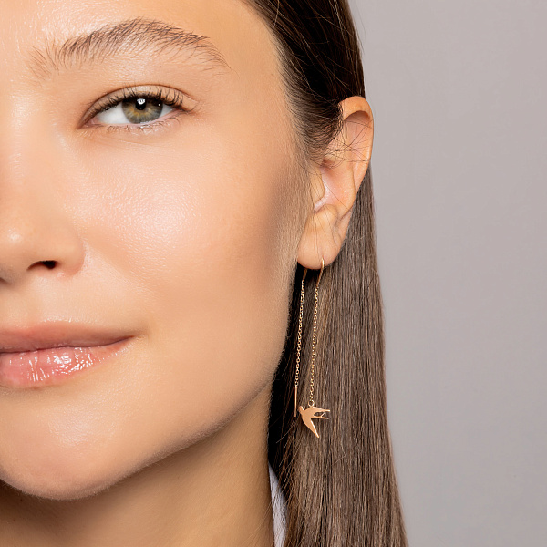 Золотые серьги-протяжки Птички (арт. С-ПРЛАС1-10) – изображение 2