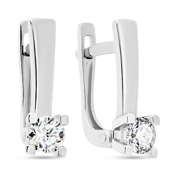 Сережки из белого золота с бриллиантами (арт. С011114040б) – изображение 1