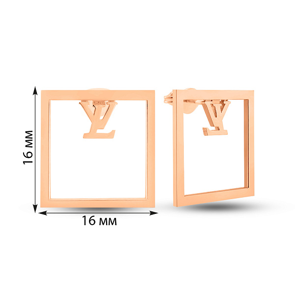 Золоті сережки квадратної форми (арт. 109605) – зображення 2