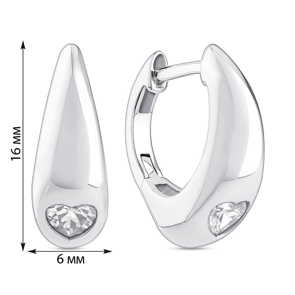 Серебряные серьги-кольца с фианитами (арт. 7502/9985/15) – изображение 2