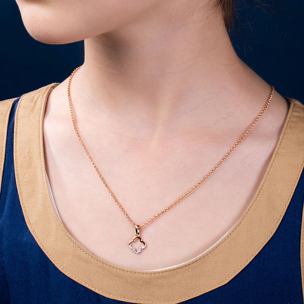 Подвес Клевер из красного золота с фианитами (арт. 440682) – изображение 3