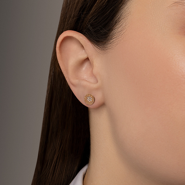 Сережки-пусети з золота з фіанітами (арт. 104790) – зображення 2