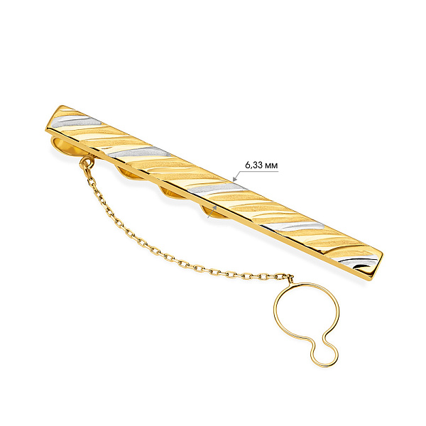 Зажим для галстука из желтого золота с родированием (арт. 200085жр) – изображение 2