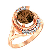 Золотое кольцо с кварцем и фианитами (арт. 142000Пкр)