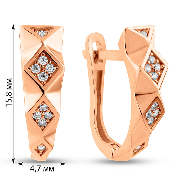 Серьги из красного золота с фианитами (арт. 1091394) – изображение 4