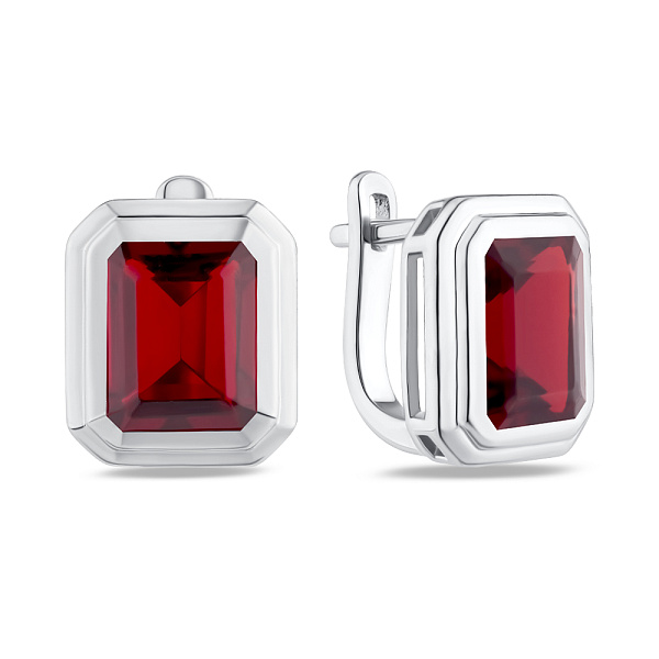 Серебряные серьги с гранатом (арт. 7502/2181491Г) – изображение 1