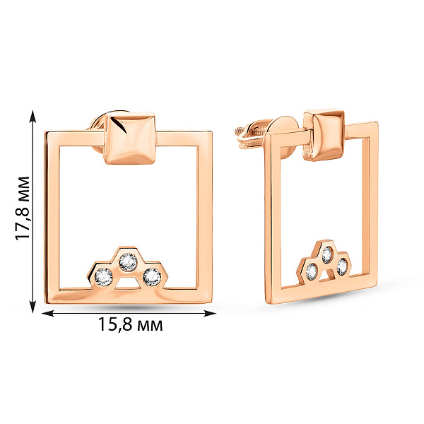 Золоті сережки квадратної форми (арт. 109456) – зображення 2