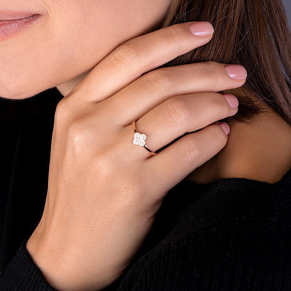 Каблучка з червоного золота з діамантами (арт. К011509010) – зображення 3