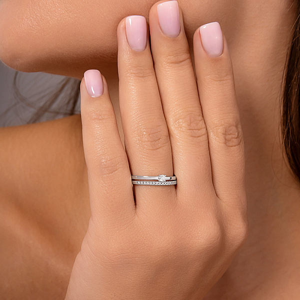 Двойное кольцо из белого золота с бриллиантами (арт. К011210010б) – изображение 8