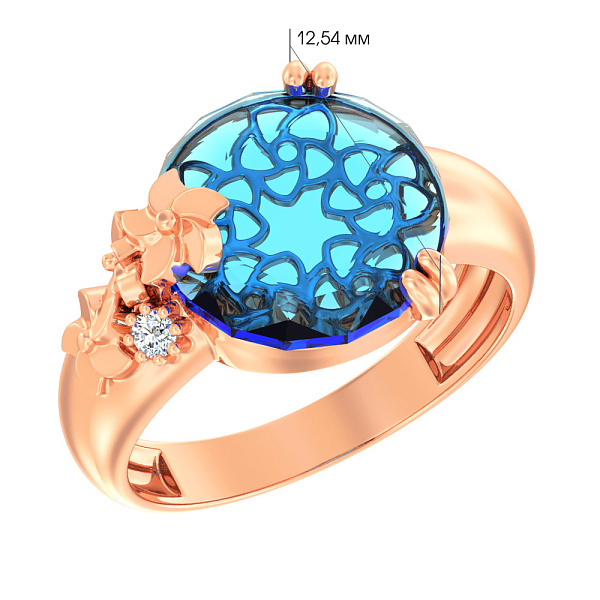 Золота каблучка з кварцом (арт. 147800ПсГ) – зображення 3