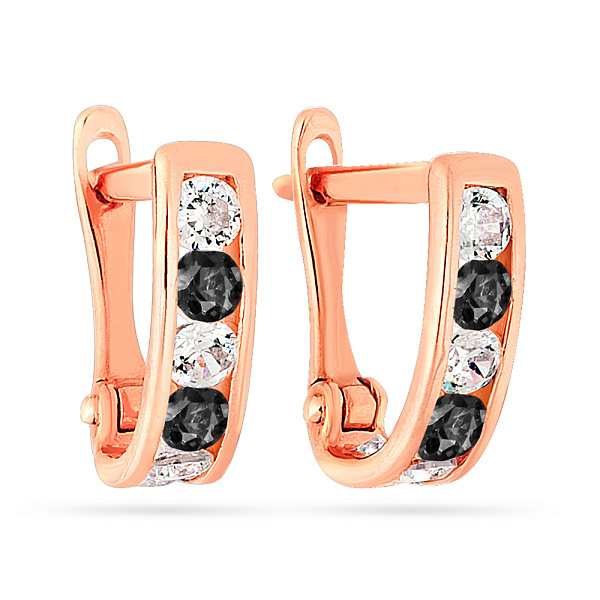 Детские золотые серьги с черными фианитами (арт. 110144ч) – изображение 1