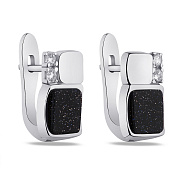 Сережки зі срібла з авантюрином і фіанітами (арт. 7502/1770Авч)