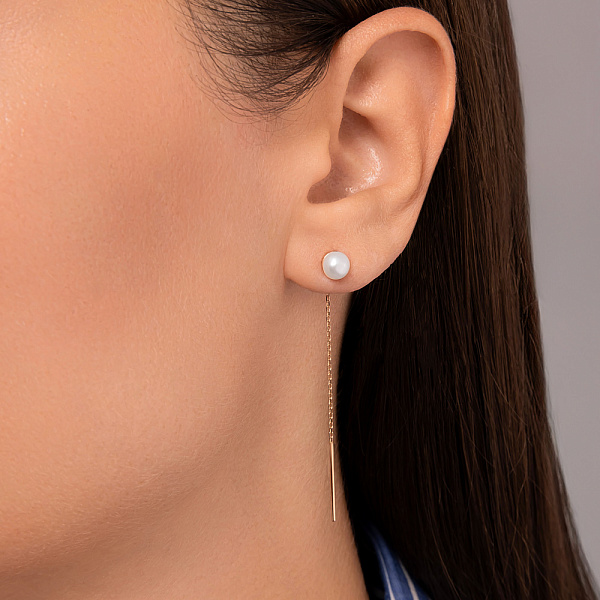 Золоті сережки-протяжки з перлами (арт. 110902) – зображення 2