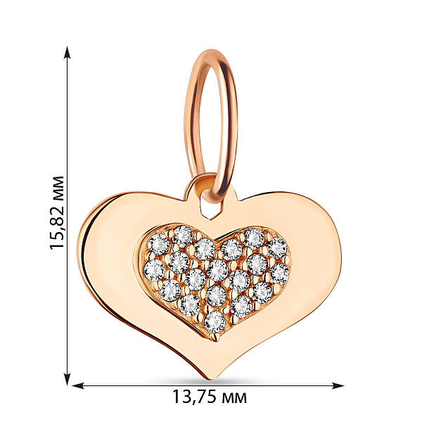 Підвіска в червоному кольорі металу з фіанітами (арт. 424230) – зображення 2