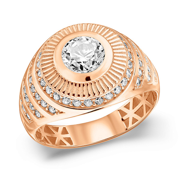 Золотая печатка с фианитами (арт. 180583) – изображение 1