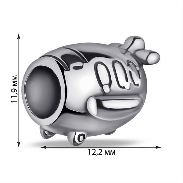 Серебряный шарм Самолет без камней (арт. 7903/4267) – изображение 2