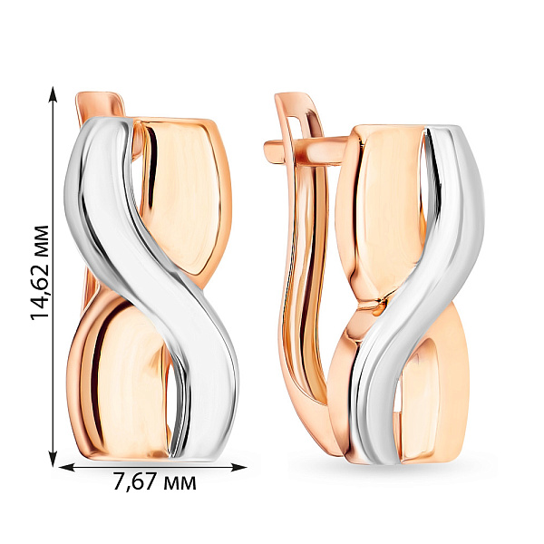 Серьги из комбинированного золота (арт. 107643кб) – изображение 2