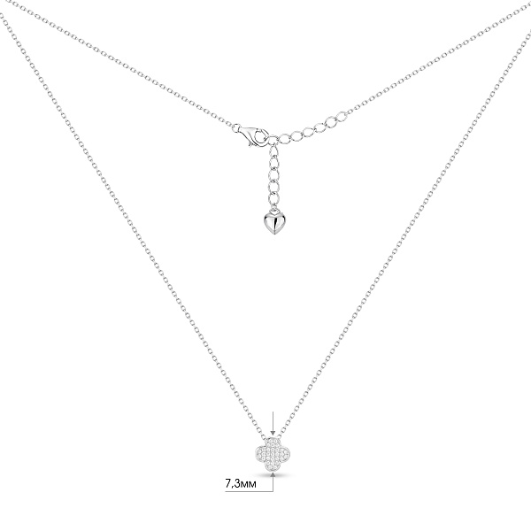Серебряное колье с подвеской клевер с фианитами (арт. 7507/2715) – изображение 3