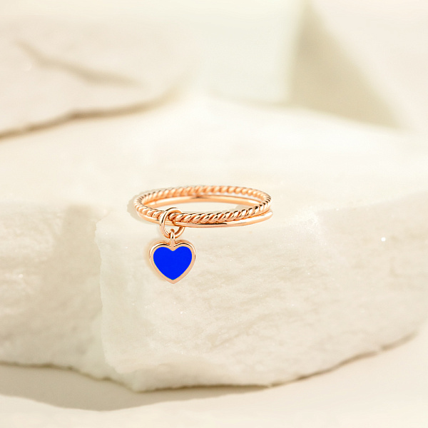 Двойное золотое кольцо с двусторонним сердечком (арт. 141201есж) – изображение 2