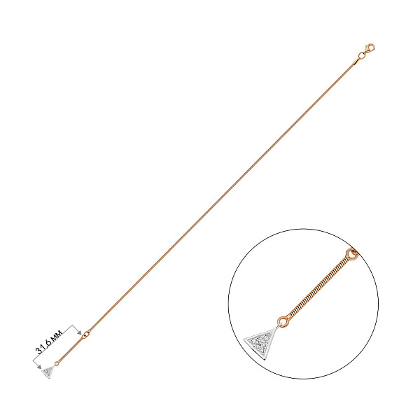 Золотой браслет на ногу с подвесной частью (арт. 326307кбн) – изображение 3