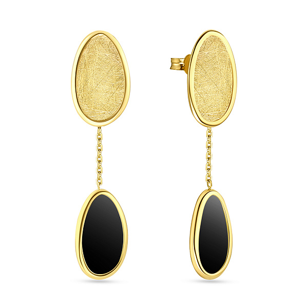 Золотые пусеты Diva с ониксом (арт. 107598жо) – изображение 1