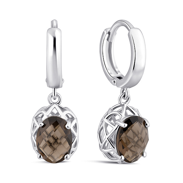 Серебряные серьги-конго с раухтопазом (арт. 7502/2194453Рх) – изображение 1