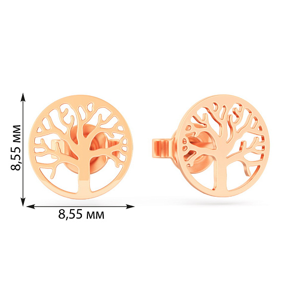 Пусеты золотые Дерево жизни (арт. 111270) – изображение 2
