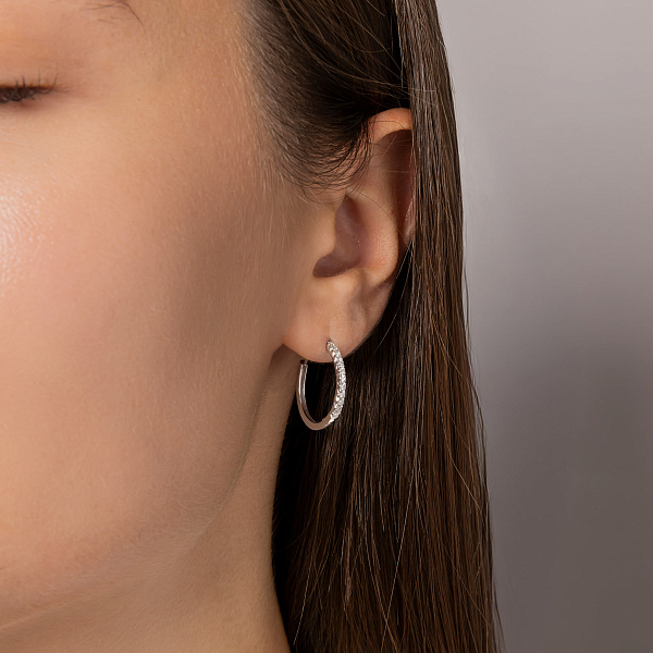 Золотые серьги-кольца с бриллиантами (арт. С341527030б) – изображение 3