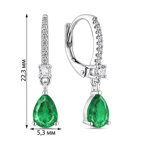 Сережки-підвіски зі срібла з альпінітами і фіанітами (арт. 7502/10115аз) – зображення 2