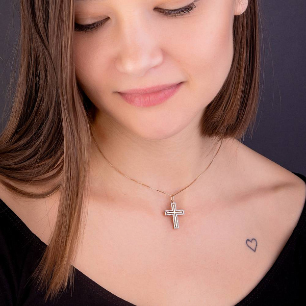 Золотой крест с фианитами (арт. 3105747101) – изображение 4