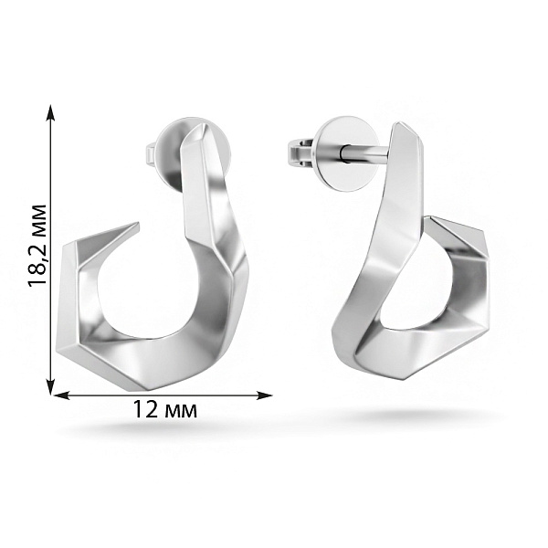 Пусети золоті в білому кольорі металу (арт. 110010б) – зображення 2