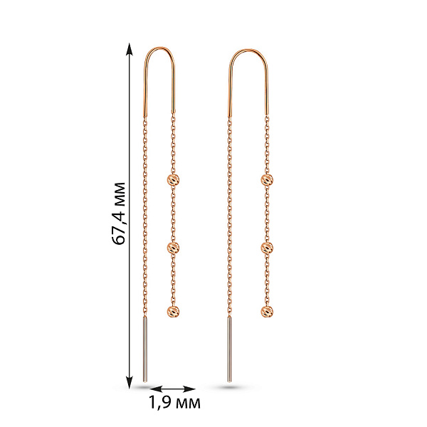 Золотые сережки-протяжки (арт. 110720) – изображение 3