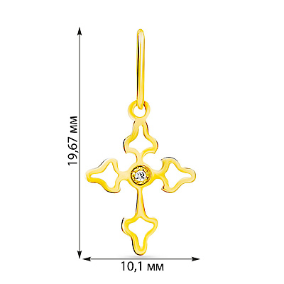 Крестик из желтого золота с фианитом (арт. 440455ж)