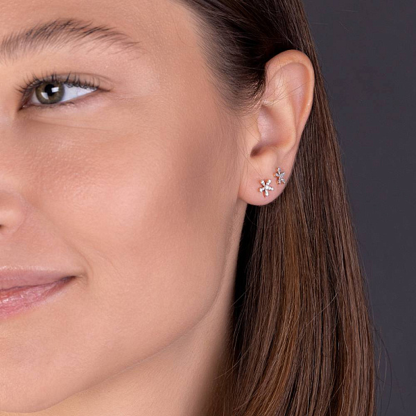 Пусеты «Цветы» из красного золота с бриллиантами (арт. Т011139010) – изображение 4